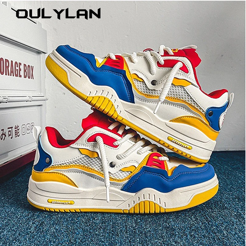 Men's Trendy Skate Shoes Spring Comfy Anti Slip Casual Lace Up Sneakers For Men's Retro Outdoor Activities Board Shoes Sports