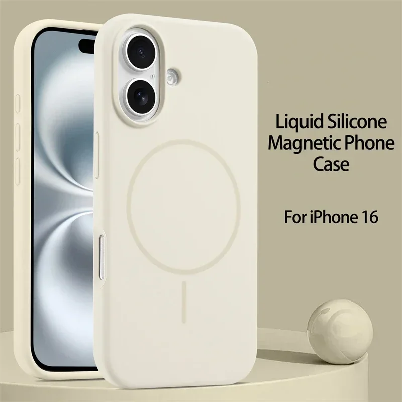 Luxuriöse Original-Flüssigsilikonhülle für MagSafe, Kompatibel mit iPhone 17 16 15 14 13 12 Pro Max, Magnetische Kabellose Ladekompatible Weiche Schutzhülle