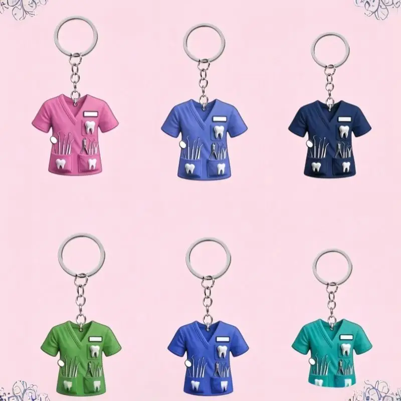 Fashion Acrylic Nurse Keychain 2D Flat Unique Design Keyring for Nurse Week Gift Student Backpack Decor Pendant