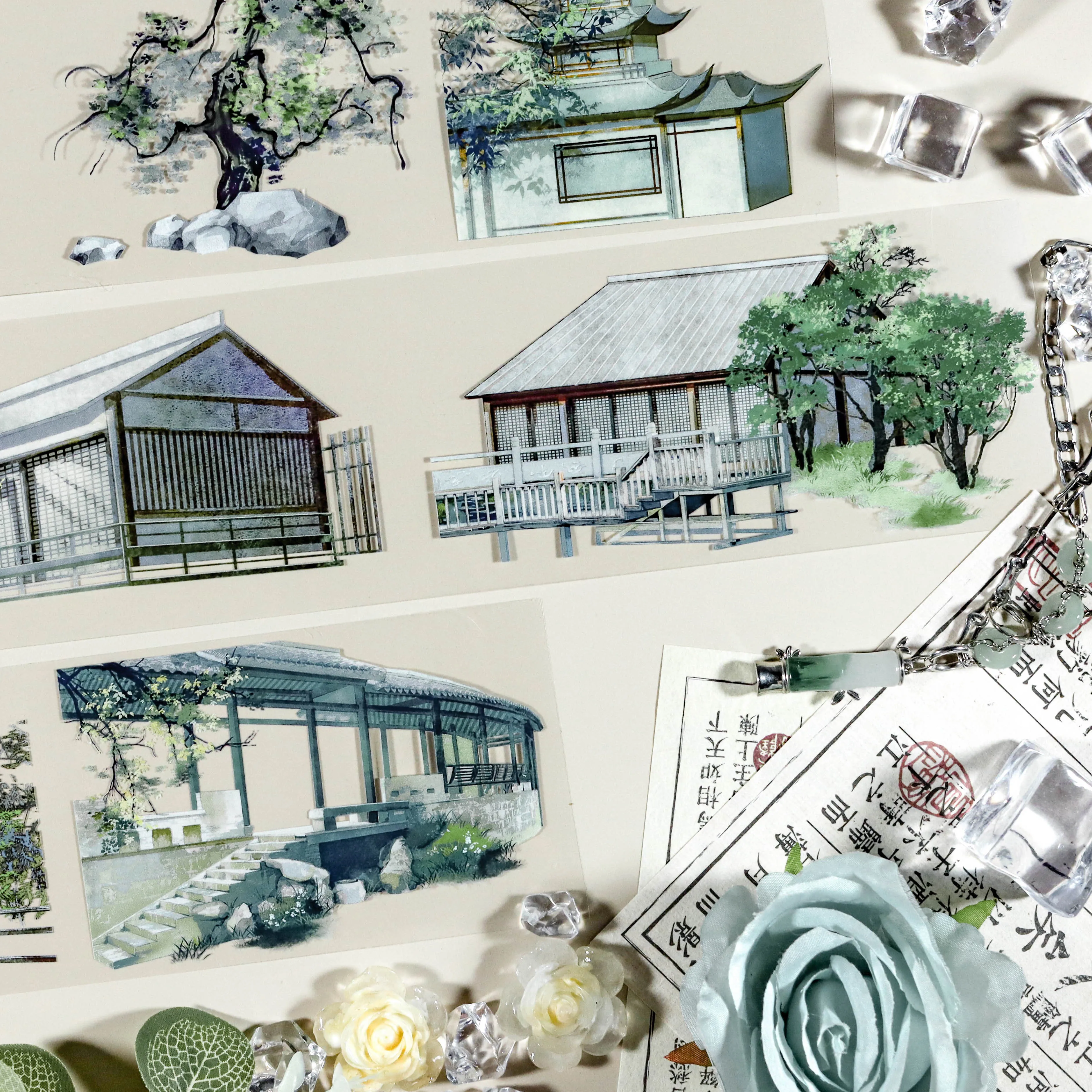 Xia Liangju Washi Tape - Tape PET Landscaping Summer Scenery Ancient Style National Style Collage Card Diy