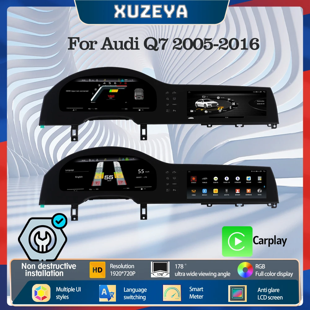

Digital Instrument Cluster For Audi Q7 4L 2005-2016 Speedometer Android radio, CarPlay Android Auto, GPS navigation