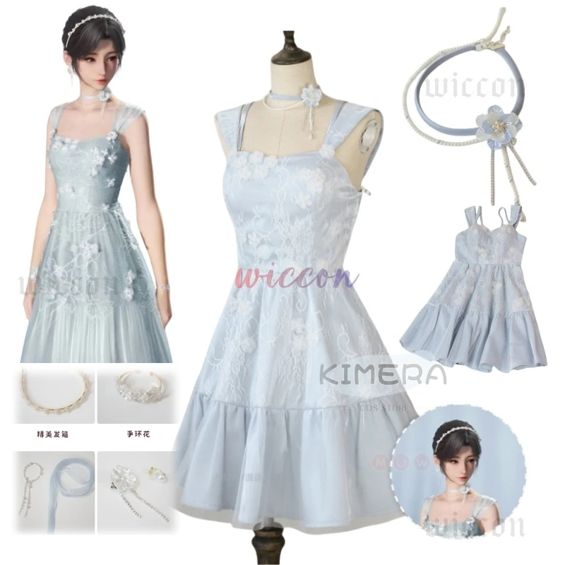 

Love and Deepspace Heroines Cosplay Costume Blue Dress Midnight Bloom Uniform Sylus Zayne Xavier Rafayel‌ Halloween Women Girl