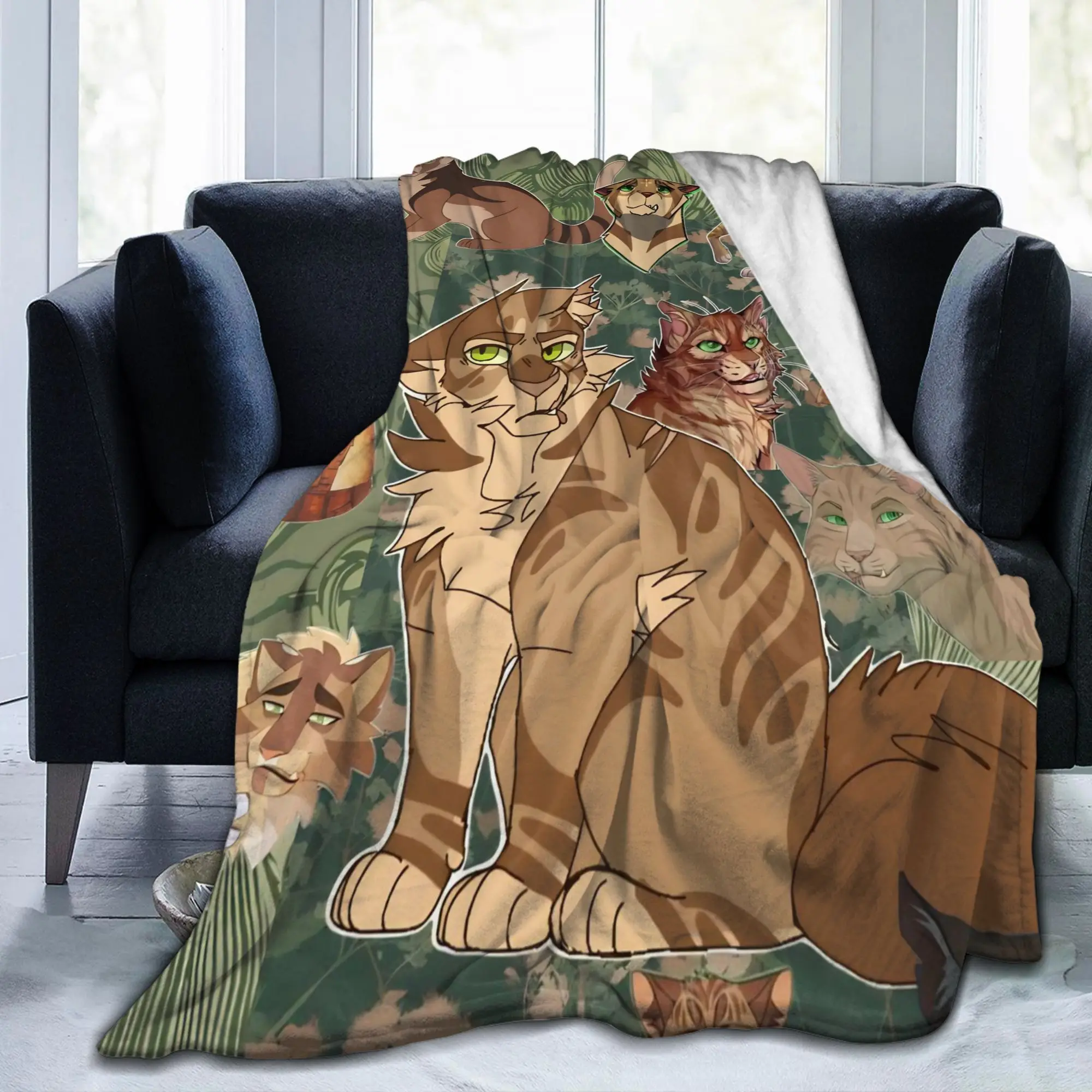 Warriors Tigerstar Book Cats Knitted Blanket Fireheart Cartoon Wool Bedding Throw Blankets Rug Piece Print Decoration Breathable