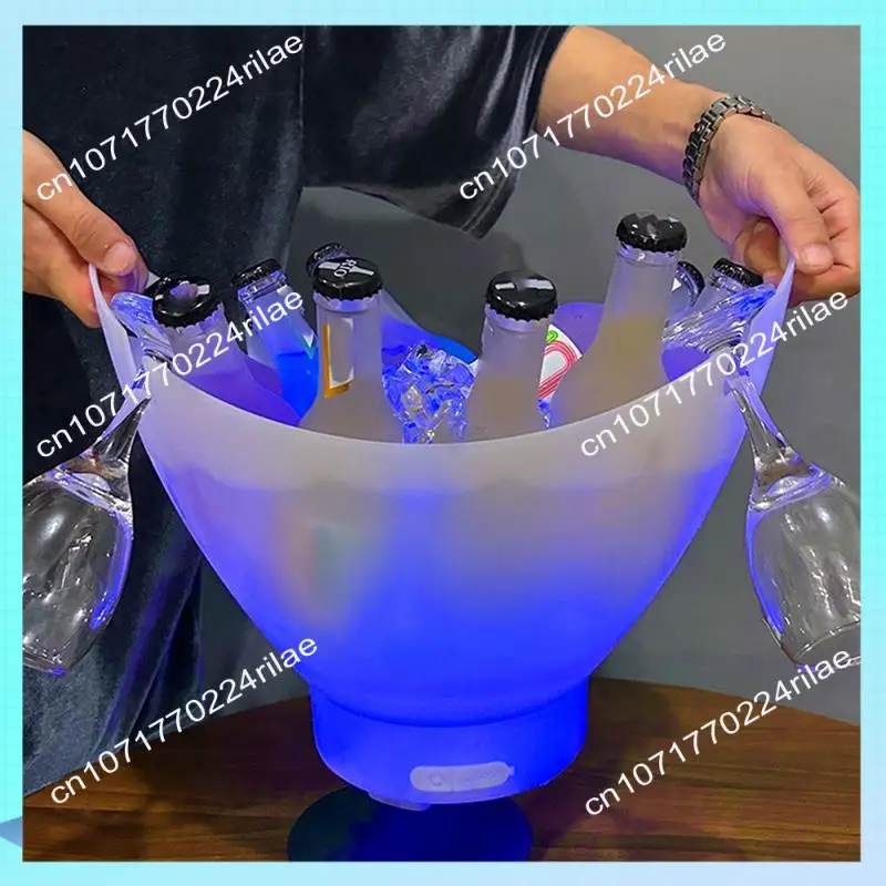 A17Z Ice Bucket With Bluetooth Speaker With Light Bar Large Ice Bucket Portable Wine Bucket Bar Accessories Beverage Bucket