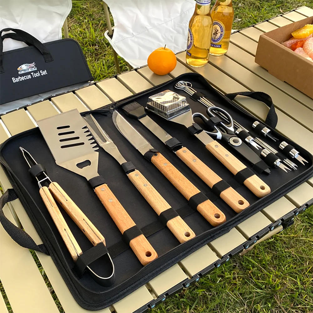 18Pcs Barbecue Combination Tool Stainless Steel BBQ Accessories Oven Set Outdoor Party Professional Grill Fork Shovel Clip Brush