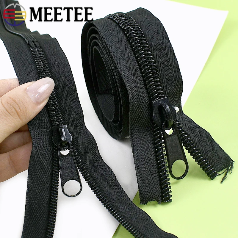 1-5Meters 3#5#8#10# Black Nylon Zippers with Sliders Plastic Coil Zipper By Meters Bags Tent Zip Repair Kits Sewing Accessories