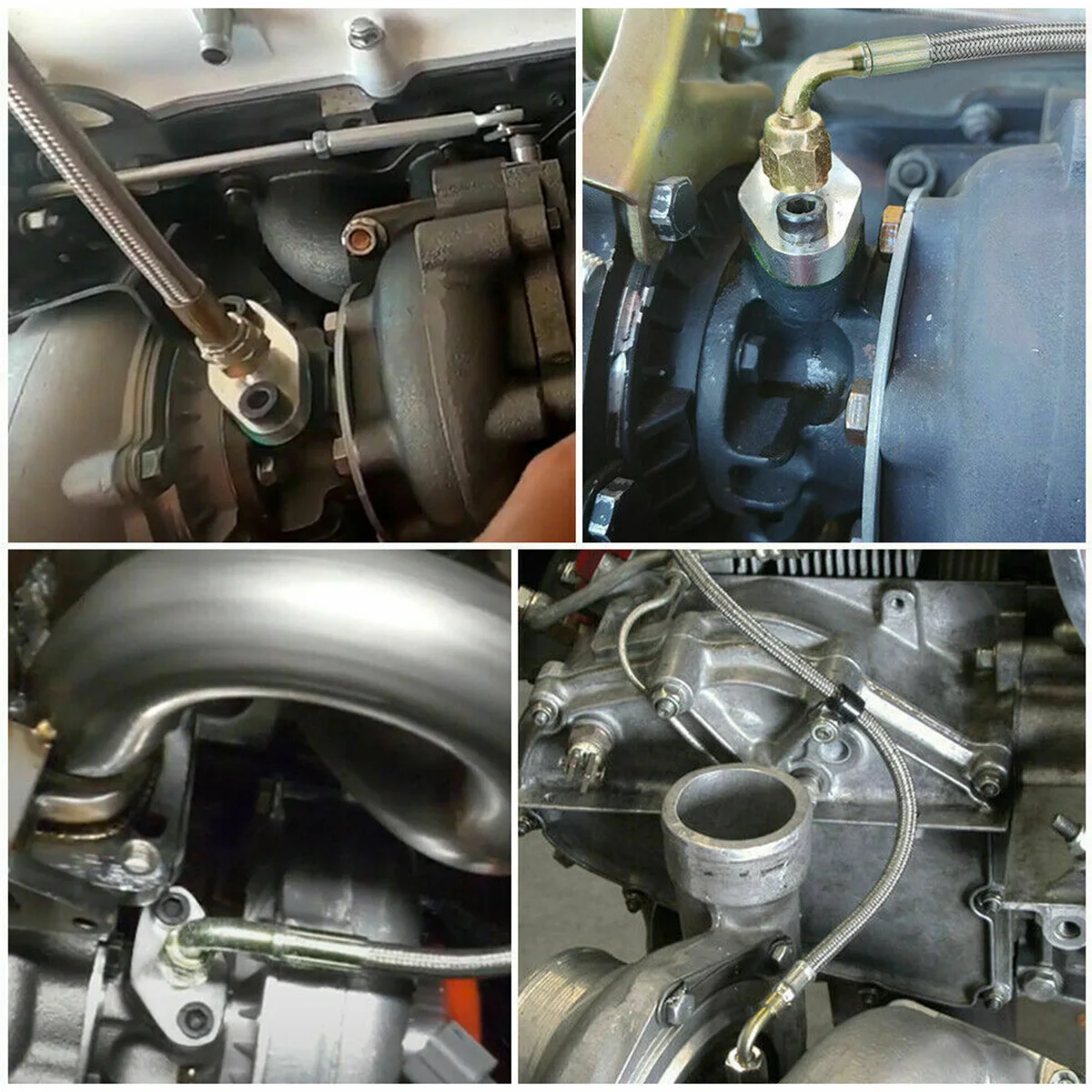 New Turbo Oil Feed Line Kit Universal Oil Return Line Kit Oil Drain Line Kit with 1/8 NPT, 90 ° 4 AN To 1/8 NPT Connector For