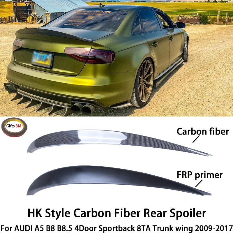 

For AUDI A5 B8 B8.5 4Door Sportback 8TA HK Style Carbon fiber Rear Spoiler Trunk wing 2009-2017 Carbon fiber FRP primer