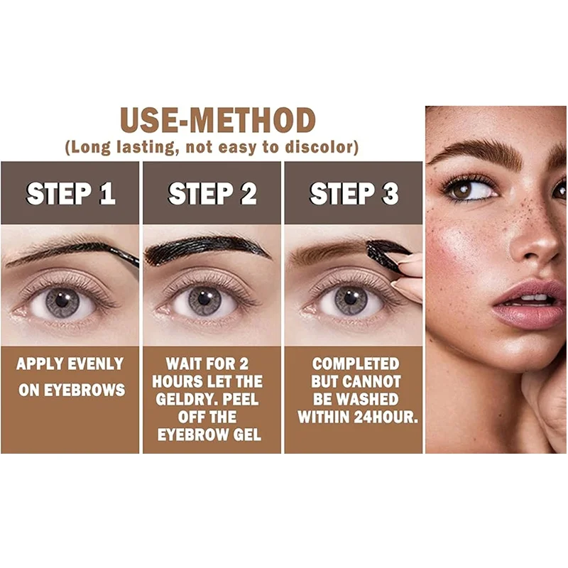 Lasting 3 Days Tattoo Easy Peel Off Eyebrow Gel Cream Types Long-Lasting Smudge-Proof Sweat Resistant Waterproof Cosmetics