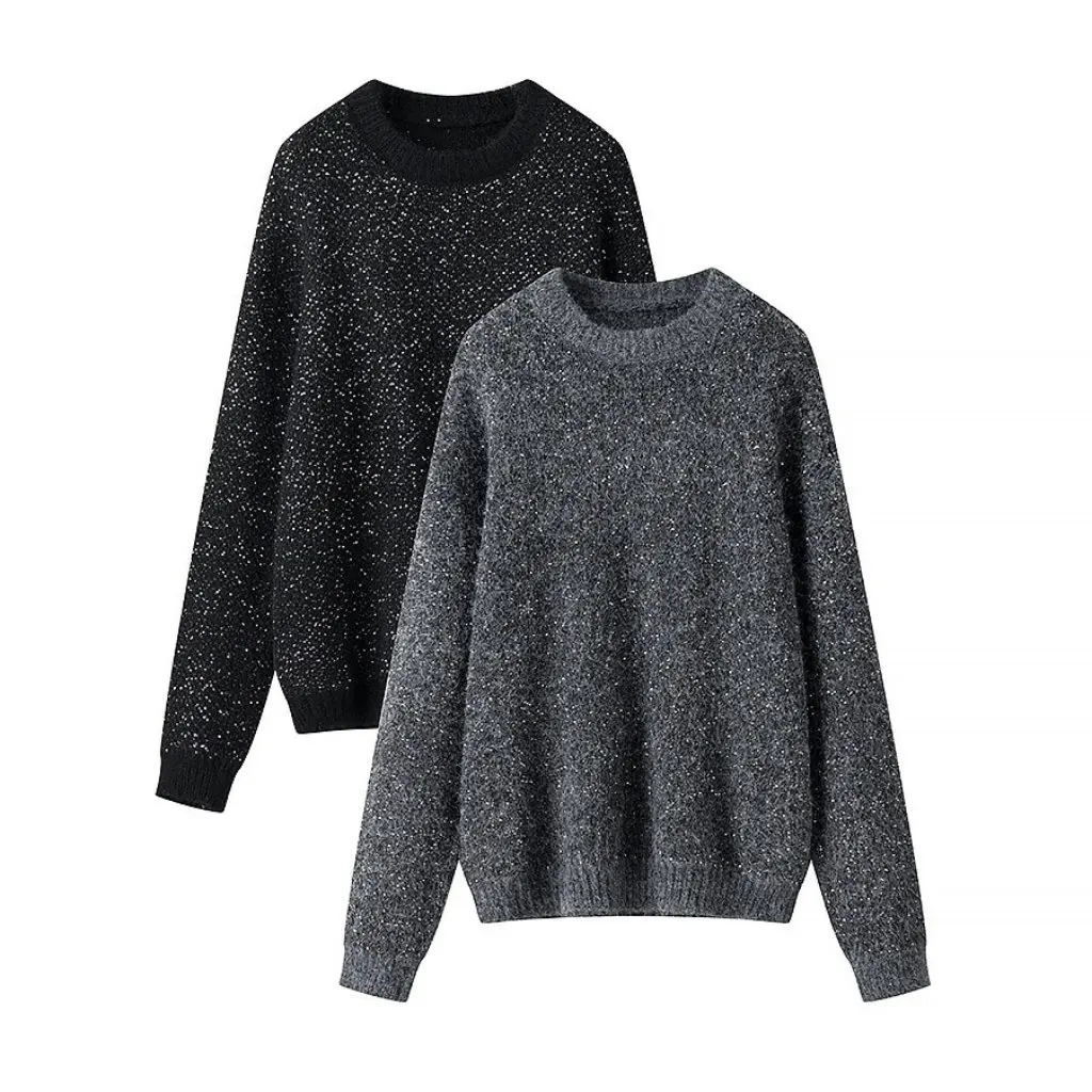 

Women's Platinum King Collar Long Sleeve Sweater Top European American Style All-match Independent Station Source Spring New