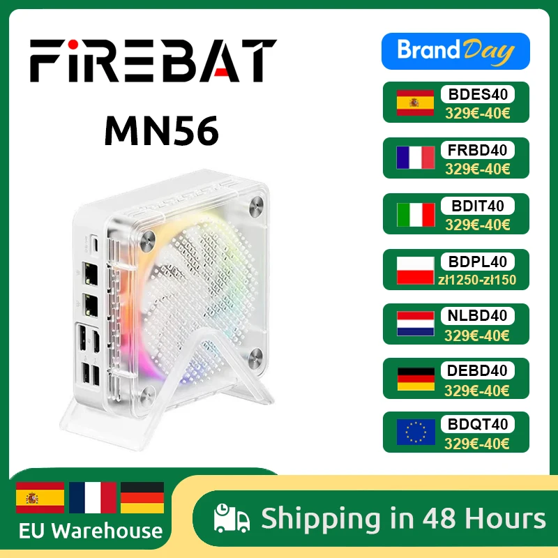 FIREBAT MN56 MINI PC AMD R7-8745HS H 255 Windows11 DDR5 16GB + 512GB SSD 8 cœurs ordinateur de bureau BT 5.2 WIFI6 HDMI TYPE-C USB