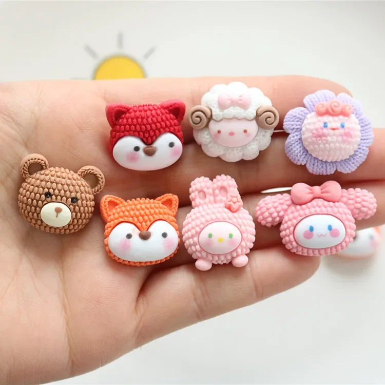 10 Stück Cartoon Harz gestrickt Tier Fuchs Serie DIY Telefon Fall handgemachte Armband Haars pange Zubehör große Nail Art Charms