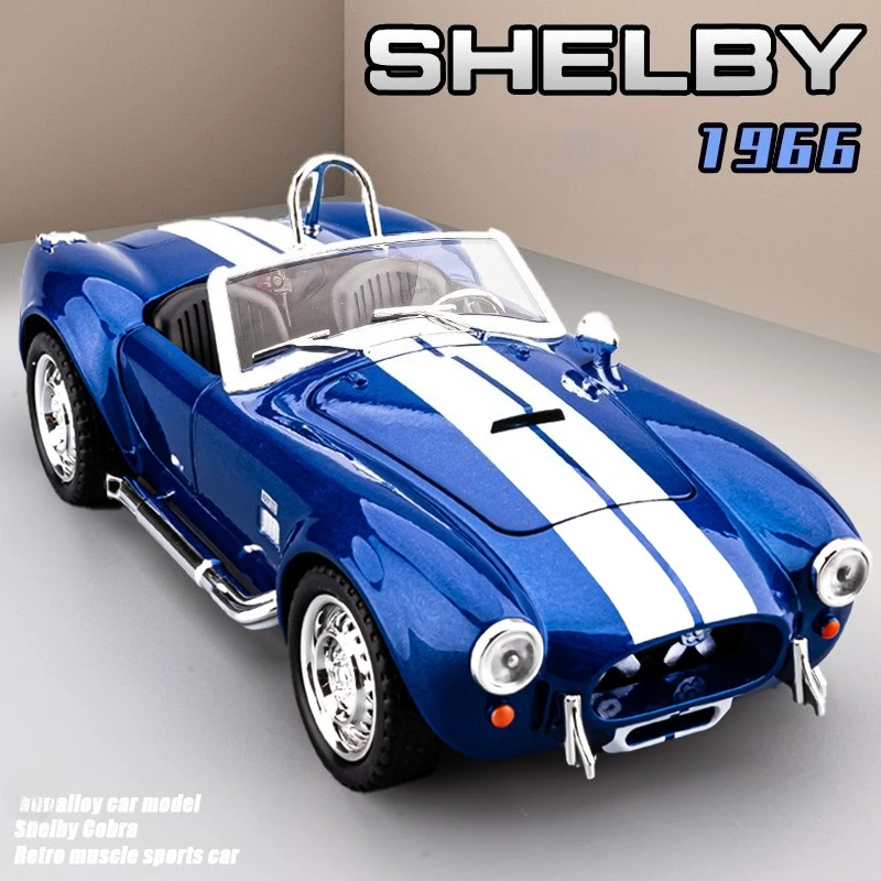 

Моделирование 1/24 Shelby Cobra 427 S/C, винтажная трансформируемая модель автомобиля, литая под давлением игрушечная машина, откатный звук и свет, металлический подарок для мальчика