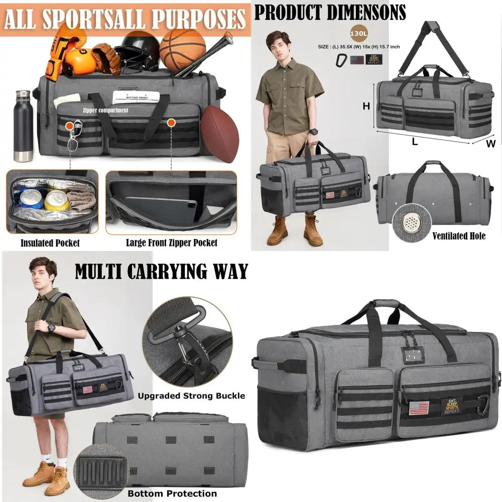 

Large Heavy-Duty Travel Bag for Men, Ideal for Sports and Team Training Equipment