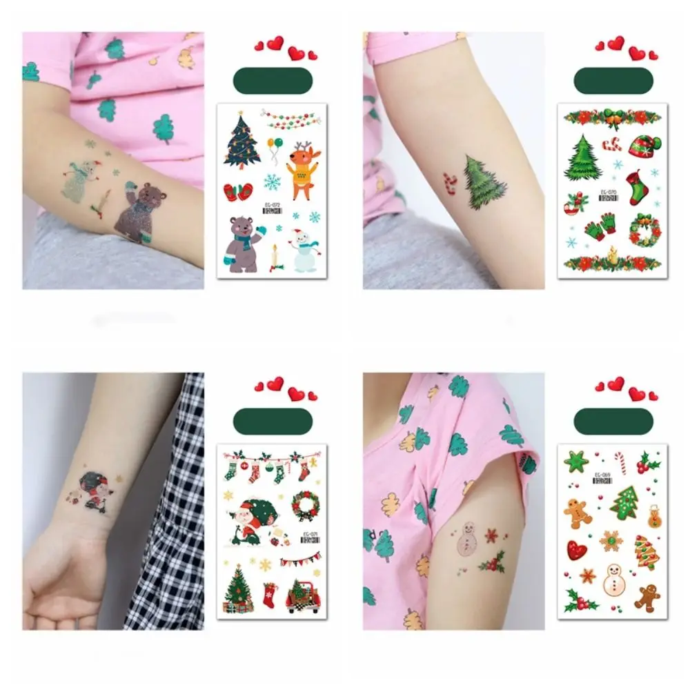 Snowman Waterproof Temporary Tattoo Sticker Long Lasting Cartoon Festival Tattoo Disposable Cute Christmas Stickers Child