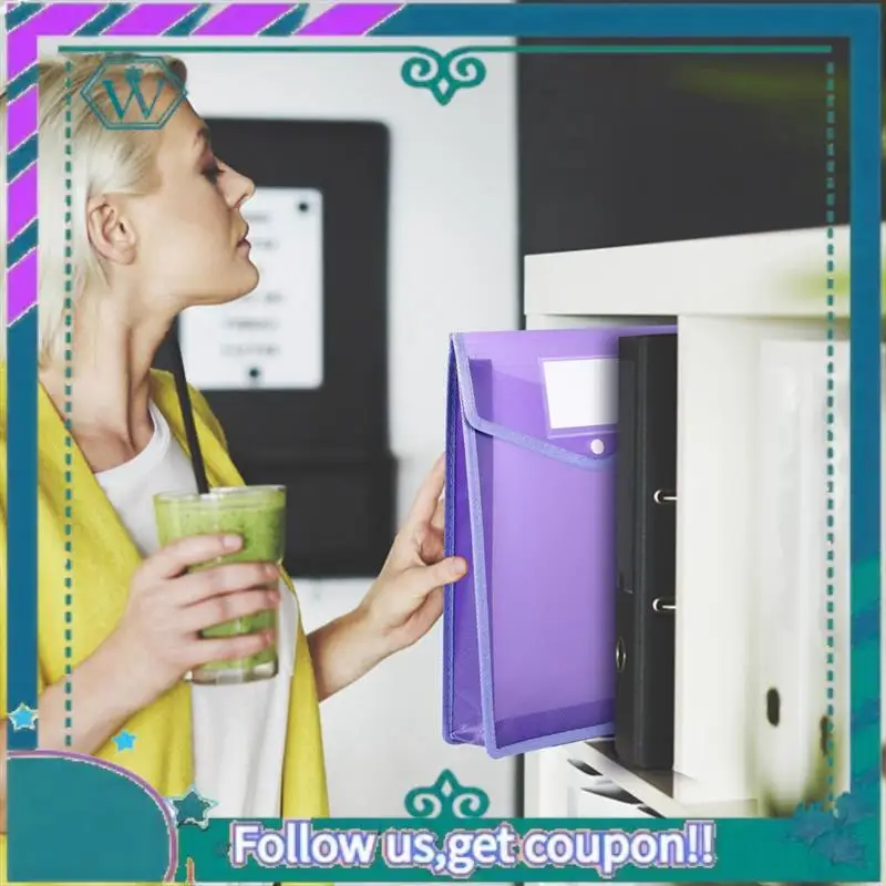 Upgraded 6 Pcs A4 Plastic Wallets Folders Popper Wallet Document Pockets With Button Closure Card Slot