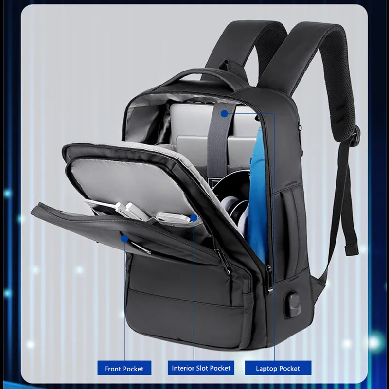 JEEP BULUO-mochila con carga USB para hombre, morral resistente al agua de alta calidad para ordenador portátil, mochila escolar de diseñador de