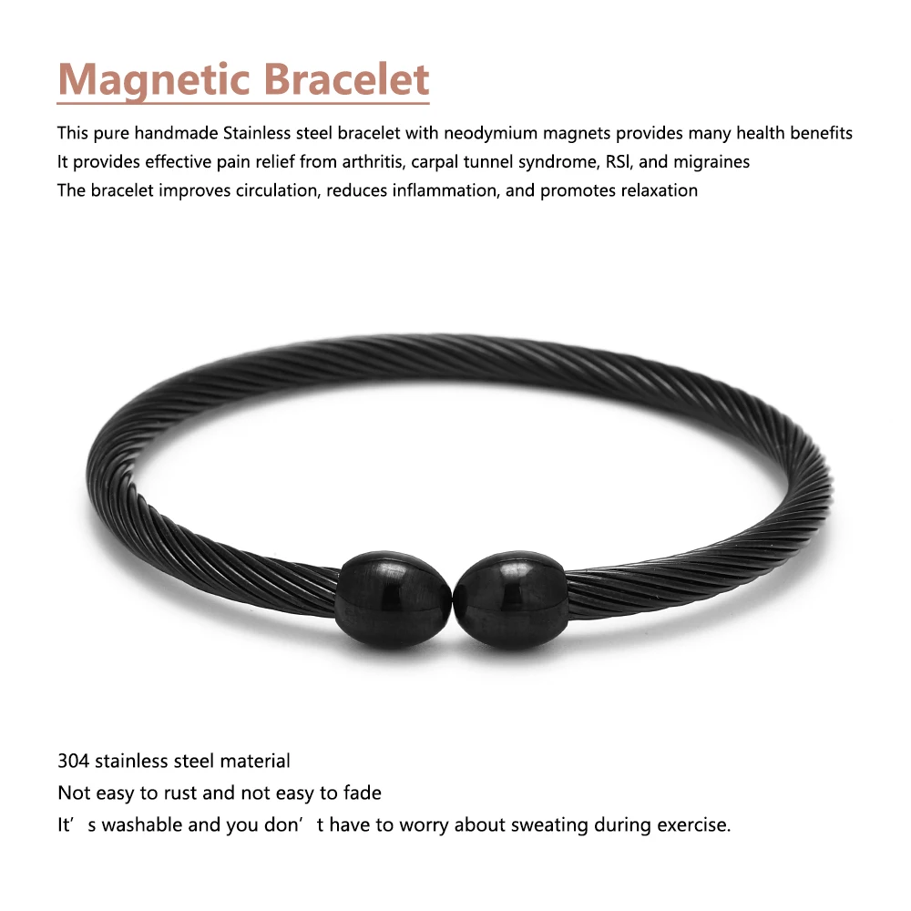 Cross-border stainless steel magnetic bracelet magnetic therapy open stop snoring bracelet double  fat control  jewelry