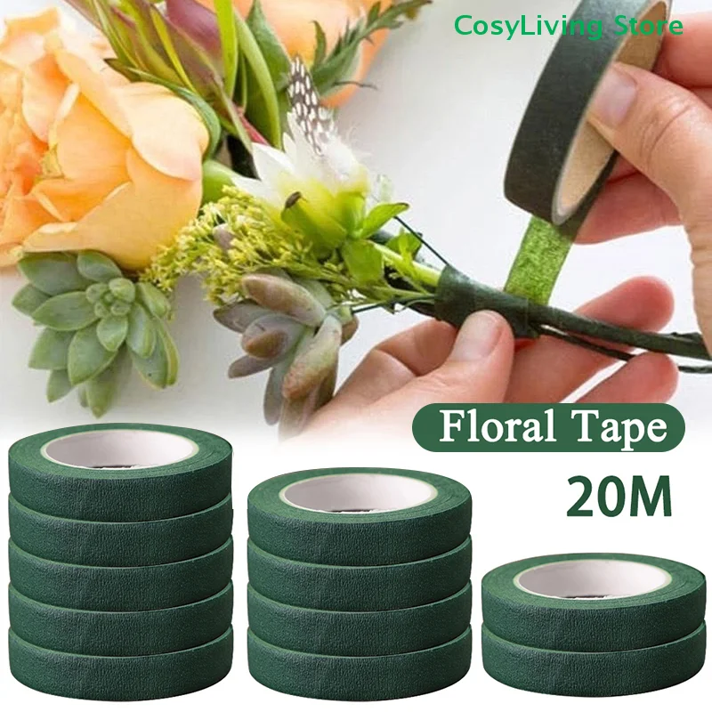 1Roll Zelfklevende Bloemvormige Tape Boeket Bloemen Stam Wikkelen Meeldraden Decoratieve Papieren Tape DIY Bloemist Bruiloft Benodigdheden