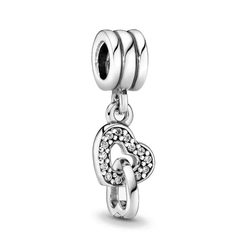 Original 925 Sterling Silver Love Family Mother Daughter Heart Charms Beads for Pandora DIY Bracelet Women Jewellery Gift