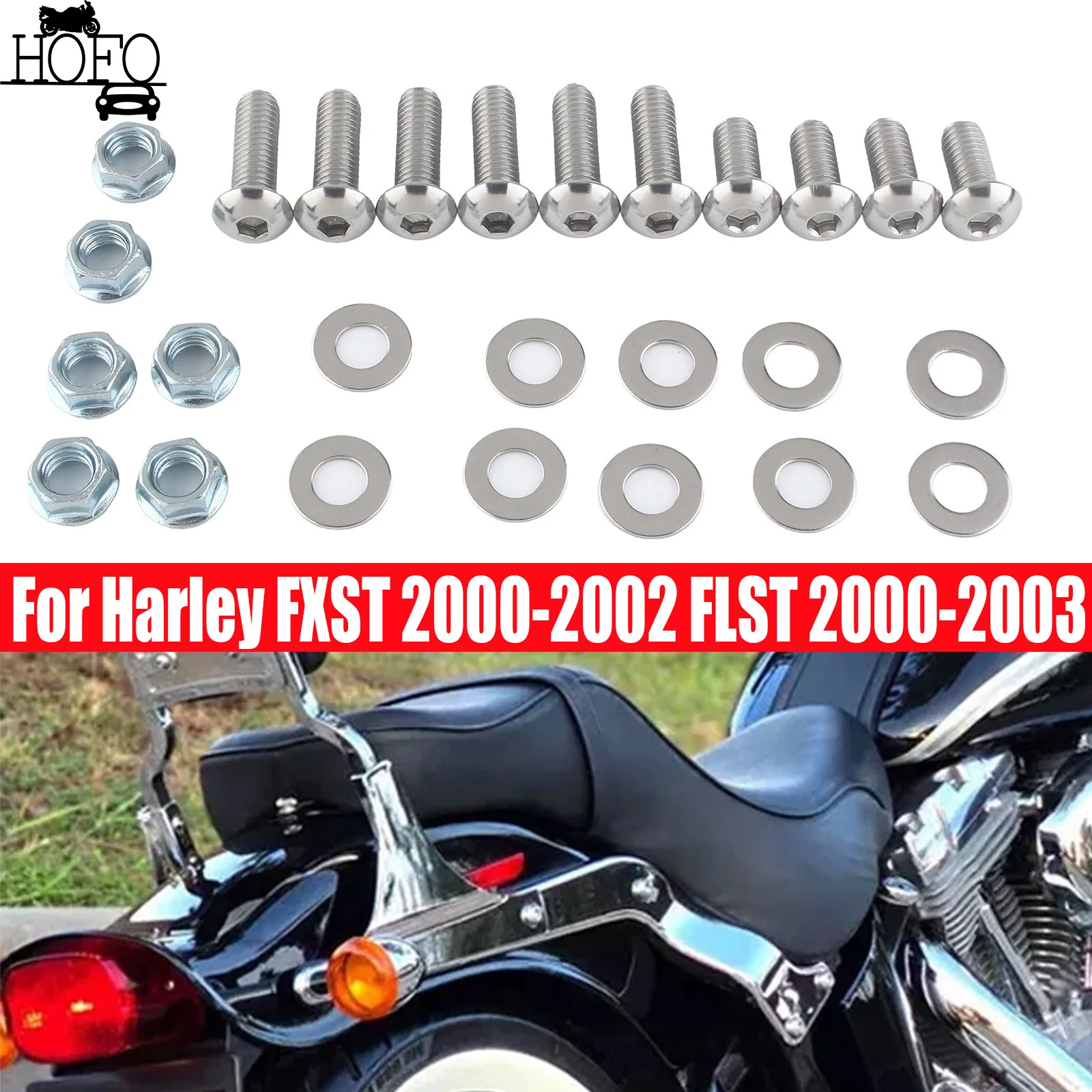 

10Set /6Set Rear Fender Strut Bolt Kit Fit For Harley Softail FXST 2000-2002 FLST 2000-2003