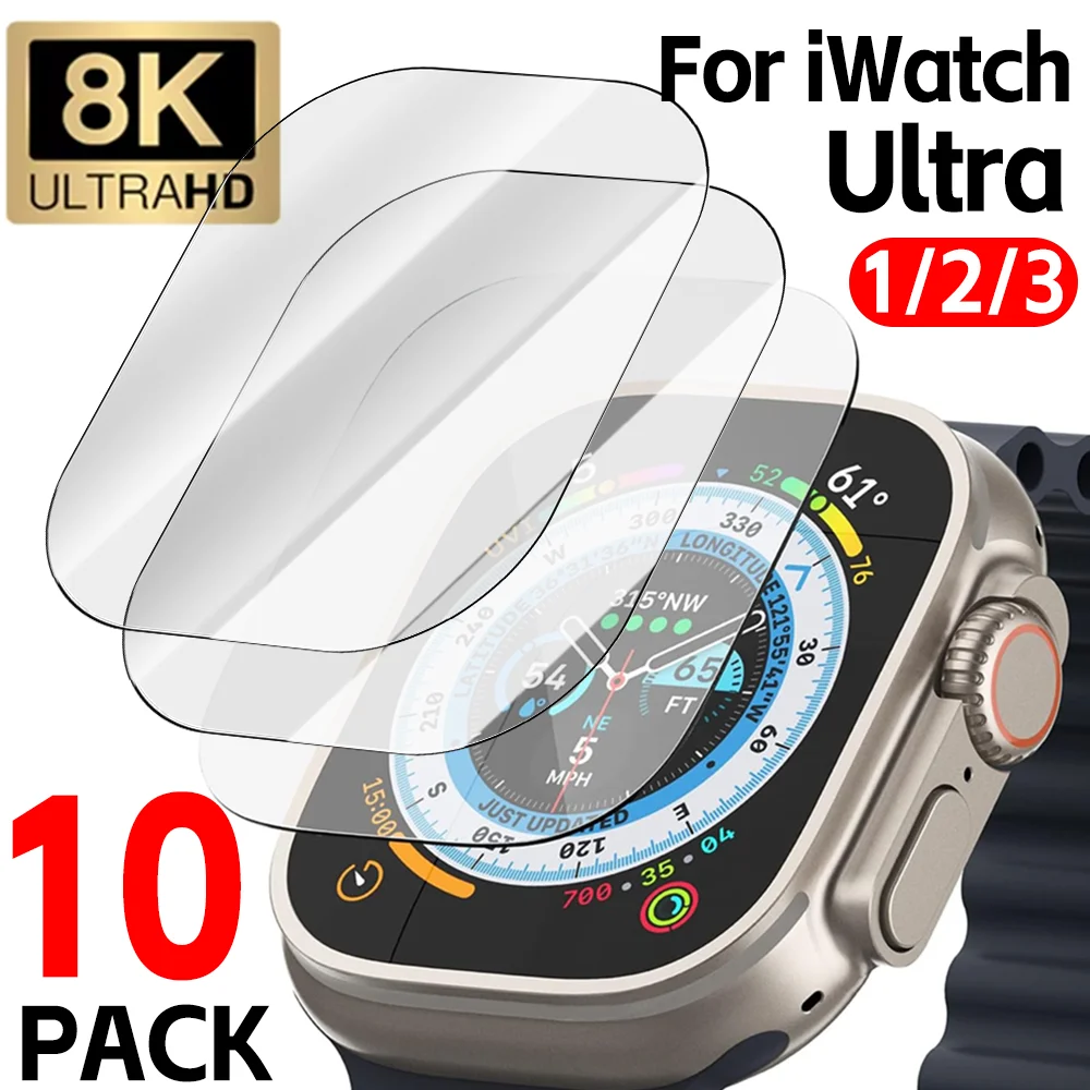 1–10 Stück gehärtetes Glas für Apple Watch Ultra 2 3 49 mm Displayschutzfolie für IWatch Ultra 1/2/3 Serie HD klare Schutzfolien