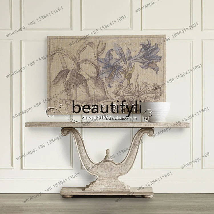 American country solid wood entrance table, European antique decoration table, French style, foyer entrance cabinet