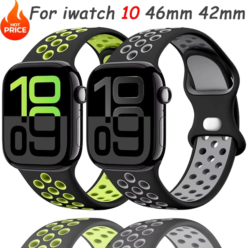 Silicone Strap For Apple Watch Ultra 49mm10 9 8 7 46mm 45mm 42mm 41mm Comfortable breathable wristband iWatch 6 5 4 SE 44mm 40mm