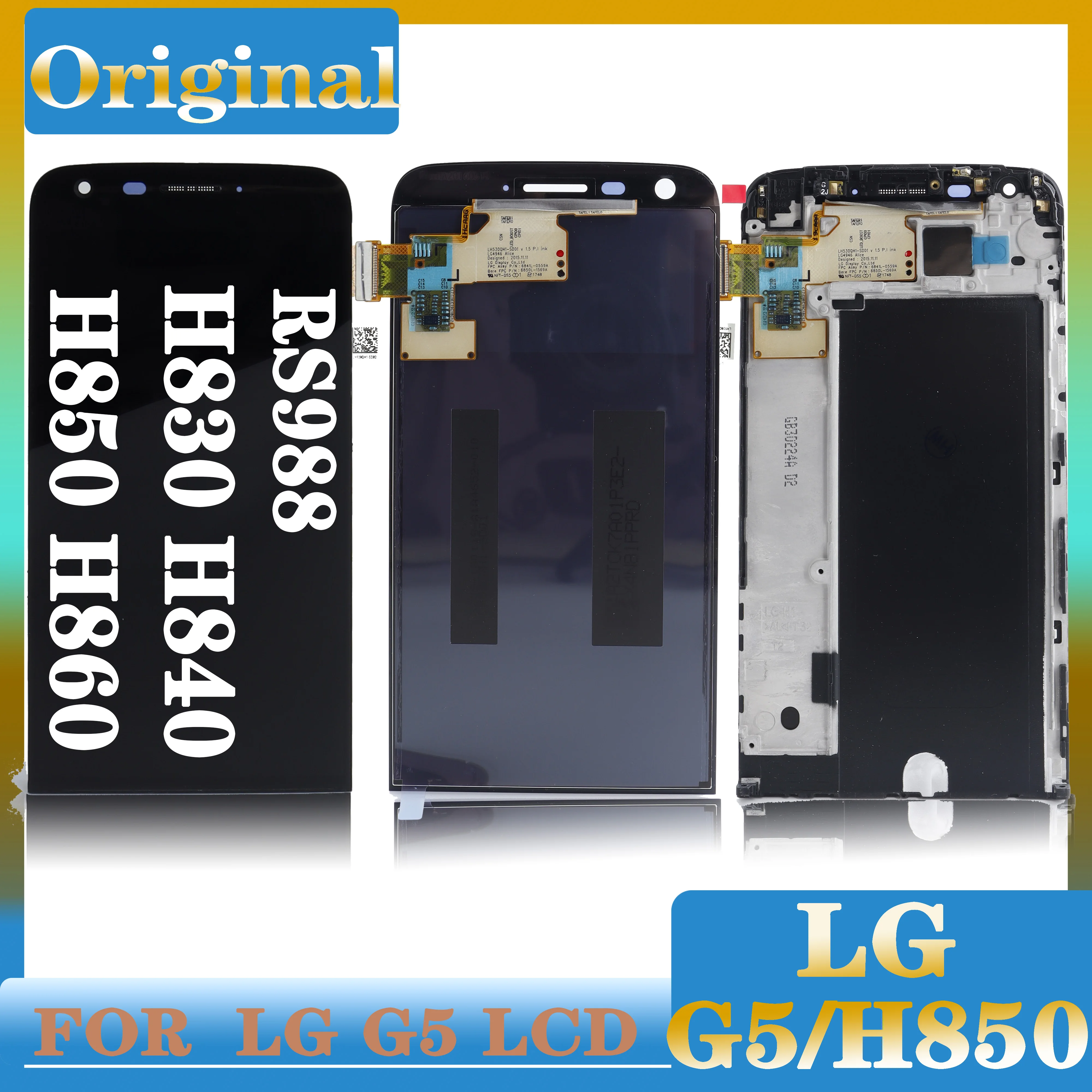 LCD touch screen with frame for LG G5 h850, LCD replacement for h860, h840, F700, rs988, 5.3 inch