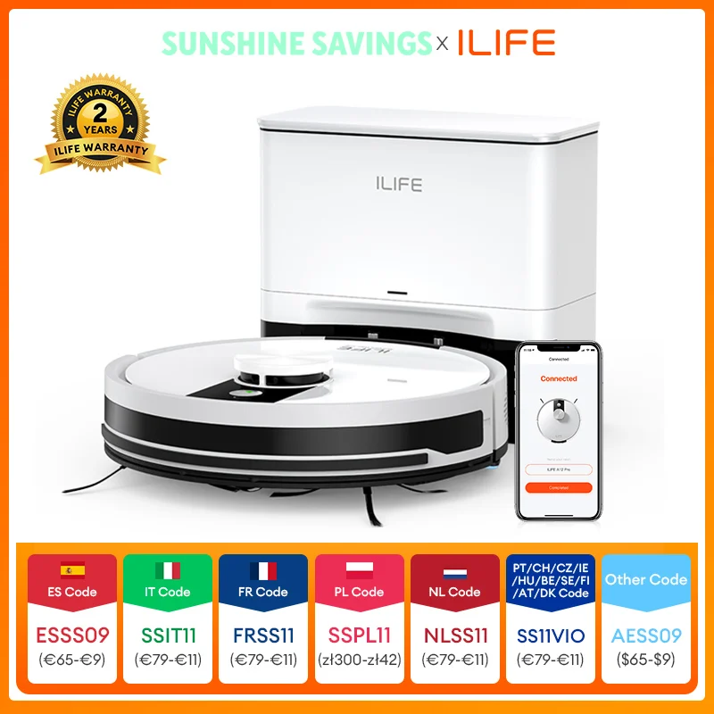 Robot Aspirador y Fregador ILIFE A12 Pro, Navegación LIDAR, Recolección Automática de Polvo, Succión de 3000Pa, Control por Aplicación/Control Remoto
