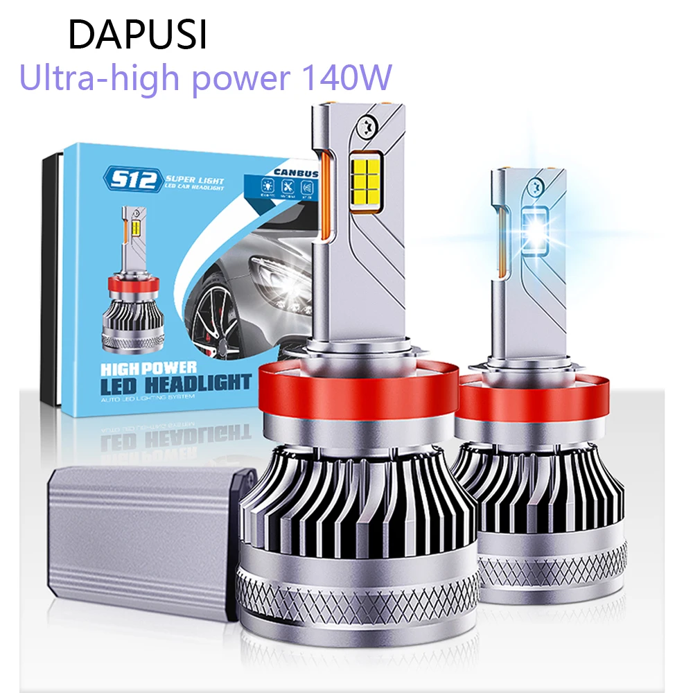 

S12 Car LED Headlight Bulb 140W Headlamp H1 H3 H7 H11 H8 H9 880 881 9005 HB3 9006 HB4 9012 H4/9003/HB2 9004 9007 9008 H13 6000K