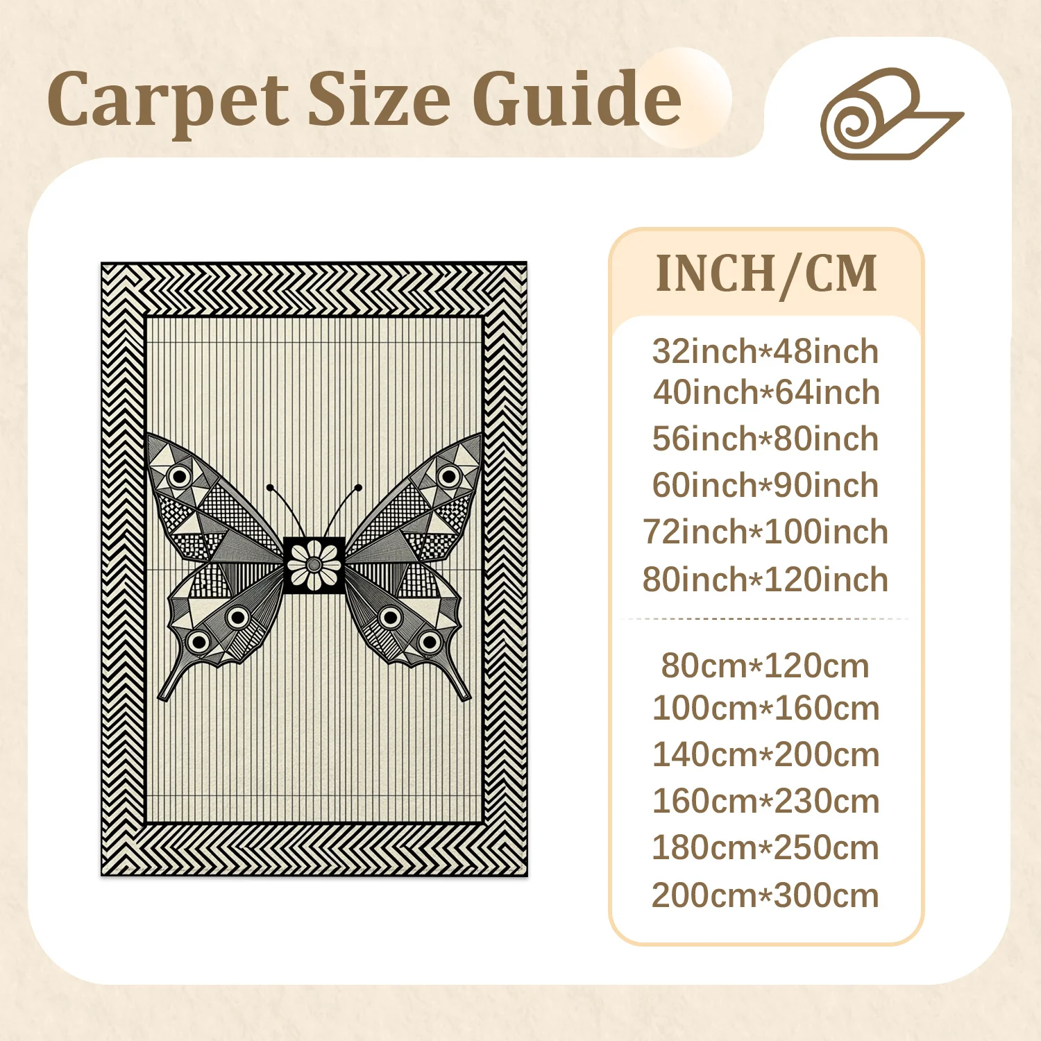 Geometric Butterfly Chevron Pattern Velvet Rug, Machine Washable Soft Floor Decor, Ideal for Living Room, Bedroom, Dining Room, Entryway, Perfect for Halloween, Thanksgiving, Black Friday, Christmas, New Year Home Decoration