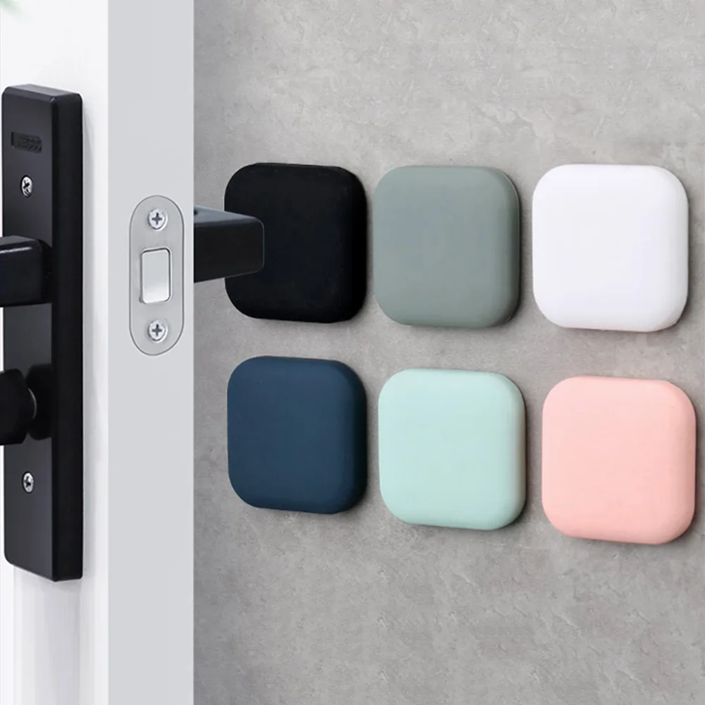 Door Stopper Silicone Handle Bumpers Self Adhesive Shockproof Protection Doormat Mute Square Round Square Wall Protector Pad