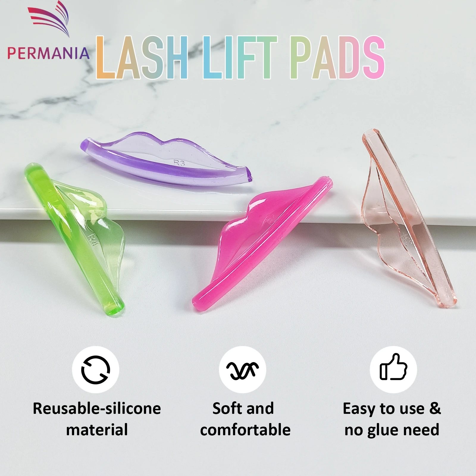 PERMANIA 8Pc C Curl Silicone Cílios Perm Pads Cílios Pegajosos Vara Escudo Levantamento 3D Cílios Modelador Acessórios Ferramentas de Maquiagem