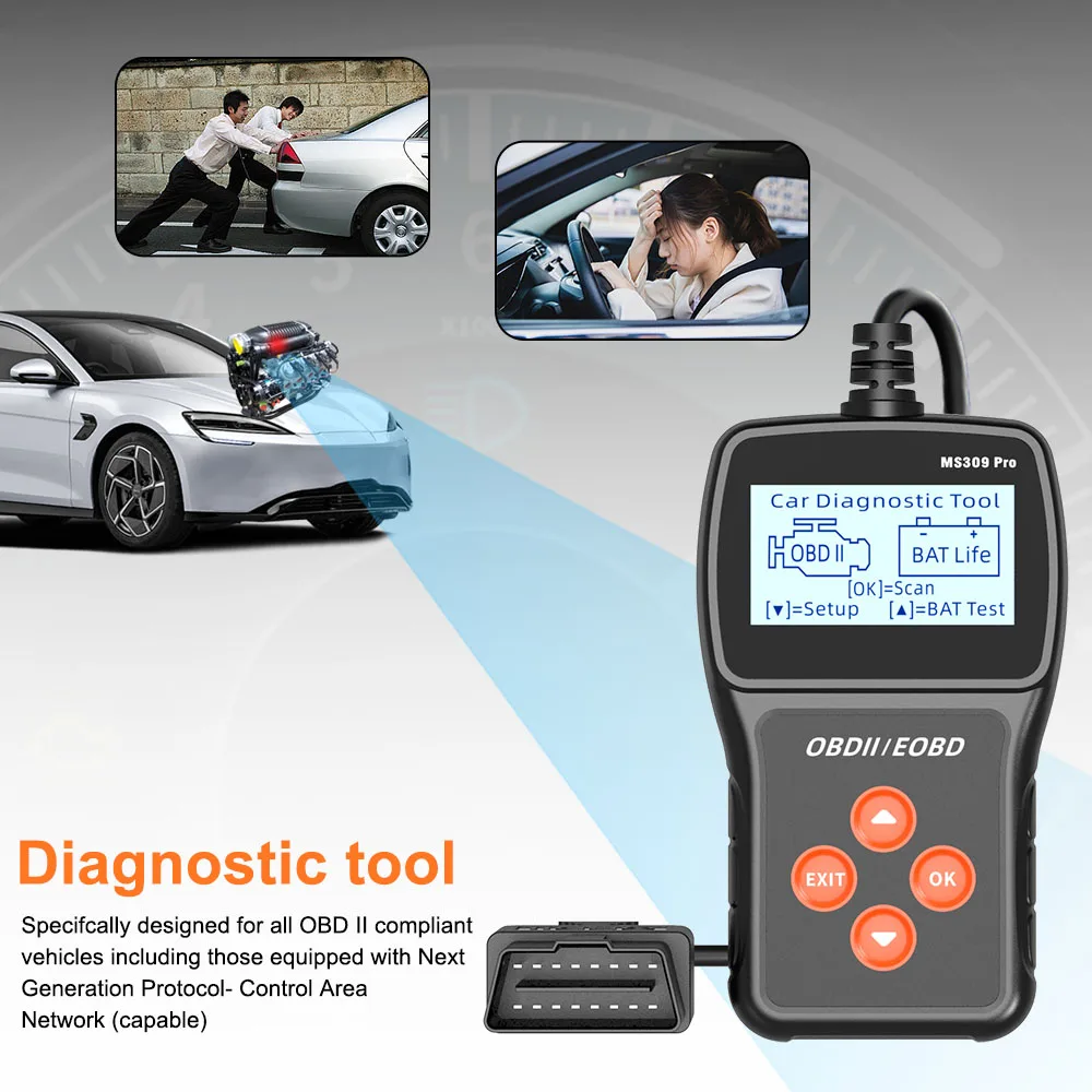 Picture 5: MS309PRO Live Data Code Reader Car Diagnostic Tool Check Engine System Multi-language OBD2 Scanner Battery Tester