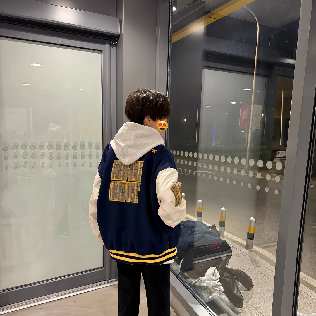 

Мужская бейсбольная куртка American Sle, свободная посадка в стиле ретро, верхняя одежда с цветной строчкой, молодежная трендовая осенняя одежда