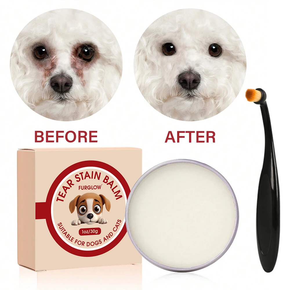 30G/1Oz, Tear Stain Cleaner for Dogs and Cats, Gentle Formula, Effectively Cleans Tear Stains, Protects the Eyes of Dogs and Cats, Comes with a Special Brush, Especially Suitable for White-Haired Pets, Travel Size.