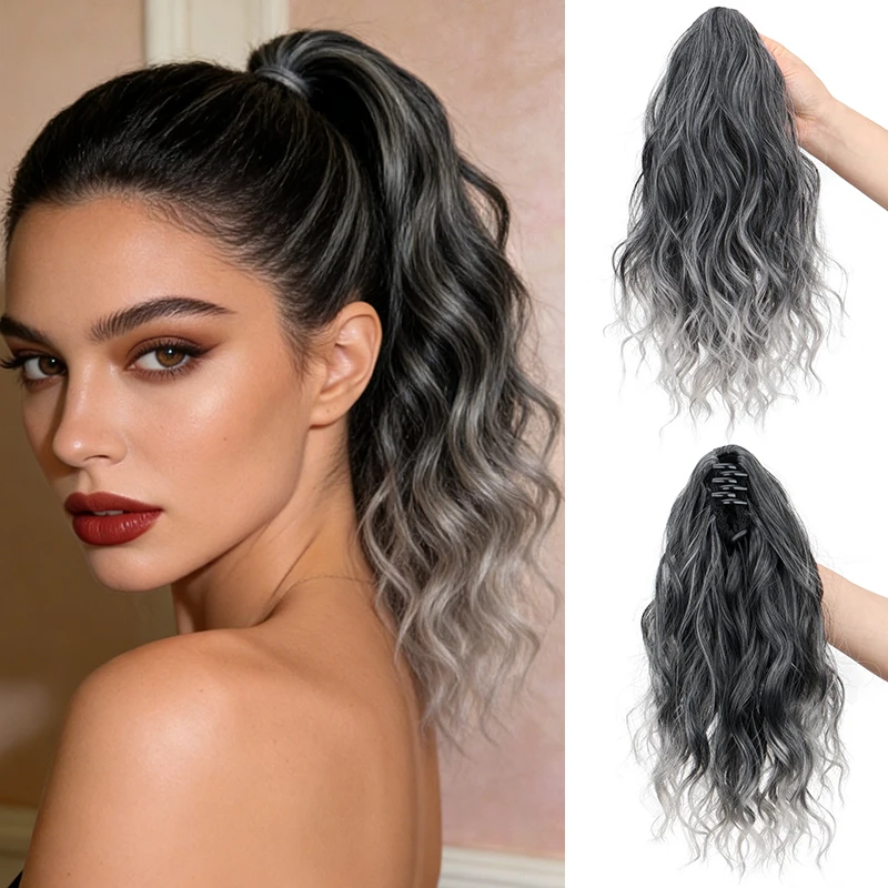 Synthetic 14Inch Long Curly Claw Clip Ponytail Hair Extensio