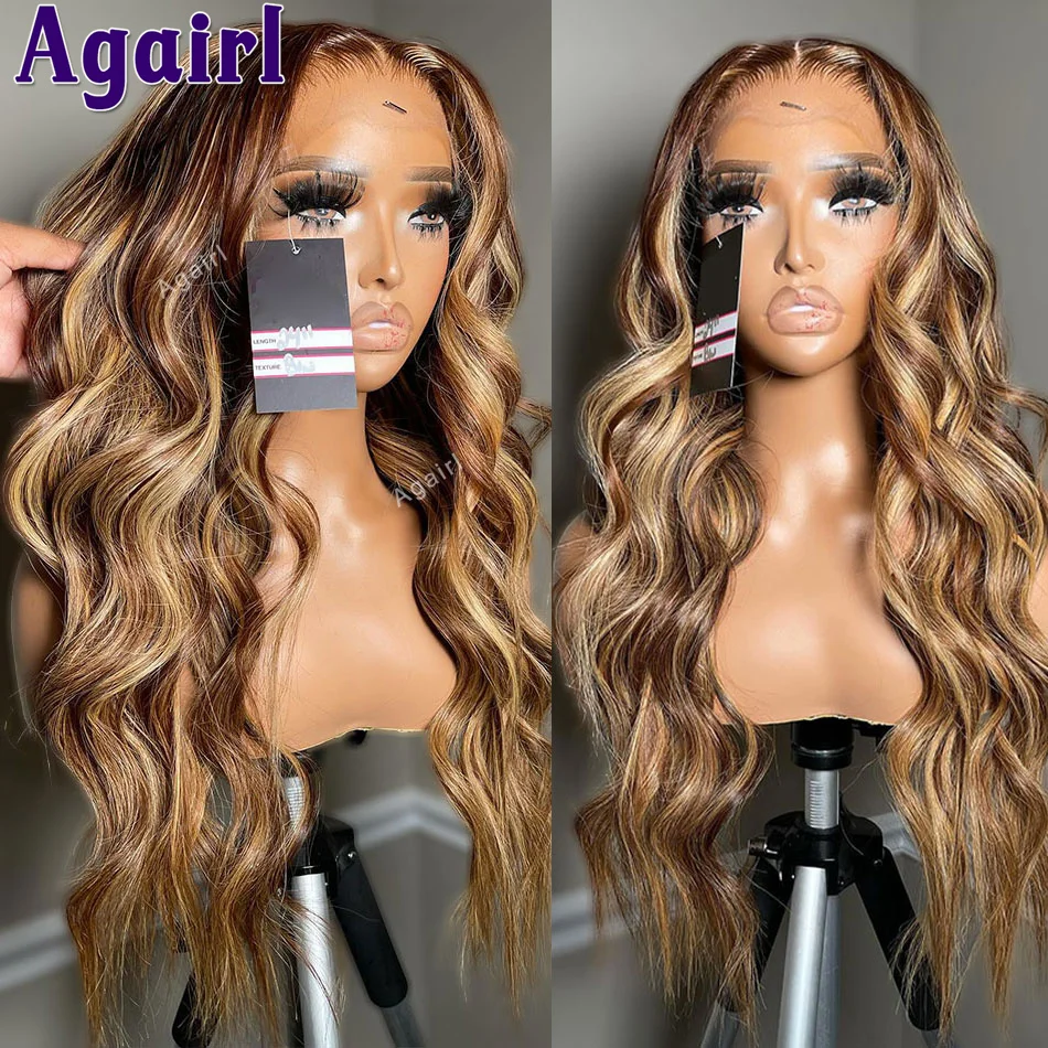 

Highlight Wig 13x6 13X4 Lace Frontal Wigs Honey Blonde Brown Colored Body Wave Lace Front Human Hair Wigs For Women 30 30 Inches