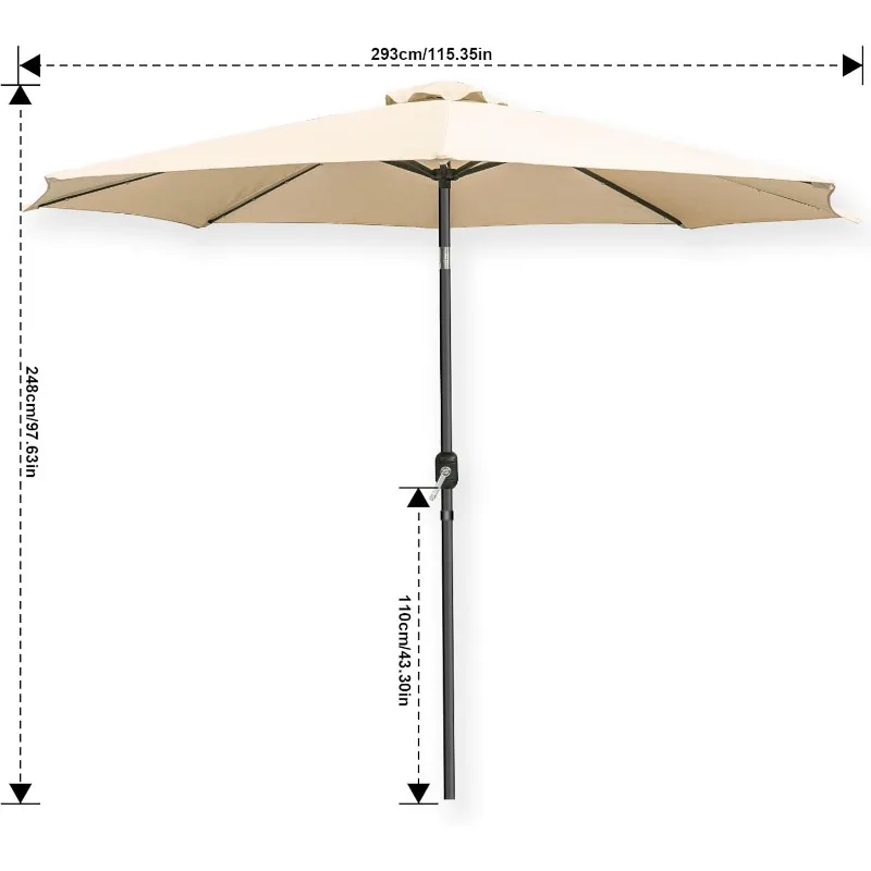 Sonnenschirm 10ft mit 32 Solar LED-Leuchten-8 Rippen