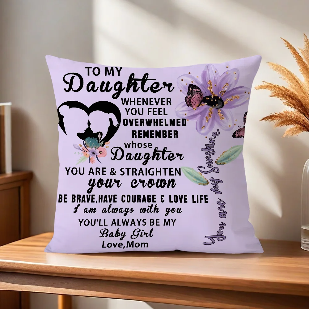 Meine liebe Tochter, ich liebe dich immer. Kissenbezug für Zuhause, Sofa, Wohnzimmer, Büro, Café, Auto. – Detail 4