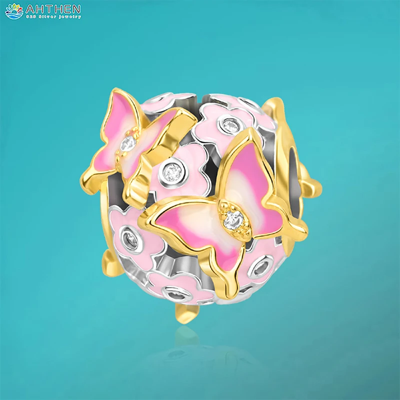 Ahthen 925 فضة رائجة البيع الخرز فراشة استرخى سحر صالح ثعبان سلسلة أساور القلائد للنساء صنع المجوهرات