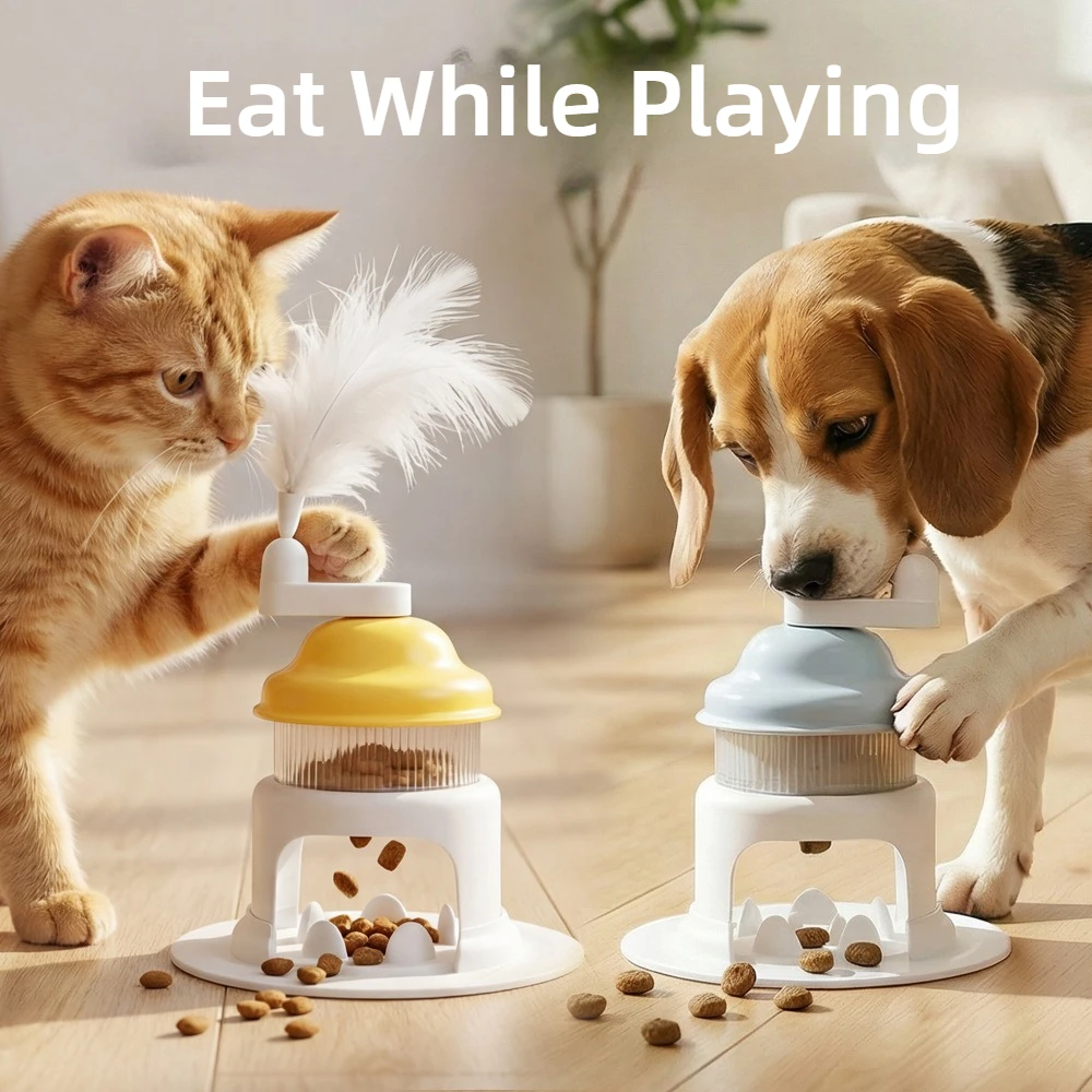 

Игрушка-диспенсер для корма для животных с функцией тренировки интеллекта, вращающаяся игрушка-головоломка с перьями для кошек и собак, замедленное кормление, снятие скуки