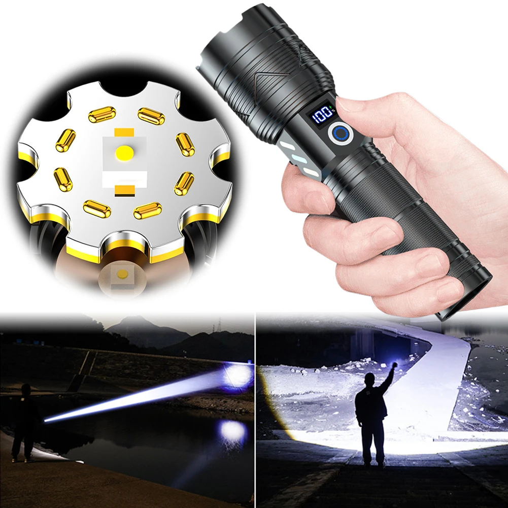 

20W LED Strong Light Flashlight 1000LM USB Rechargeable Long Range LEP Flashlight Telescopic Zoom for Camping Hiking Emergencies