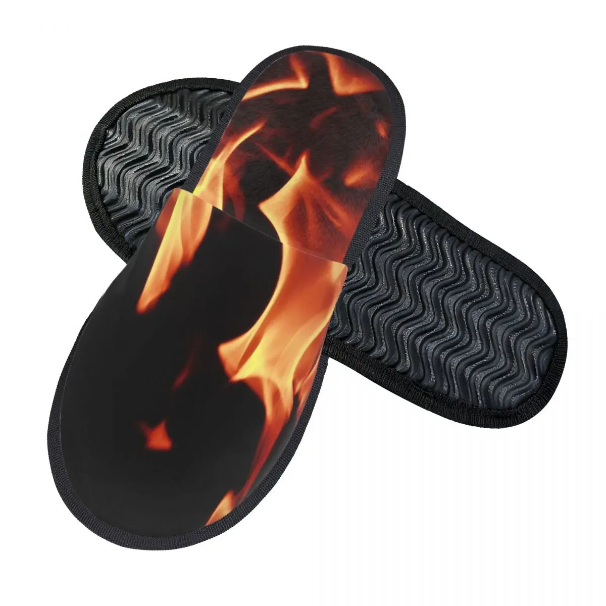 Custom Burning Fire With Sparks Slippers Memory Foam Warm Soft Women House Slipper Indoor Fluffy Shoes