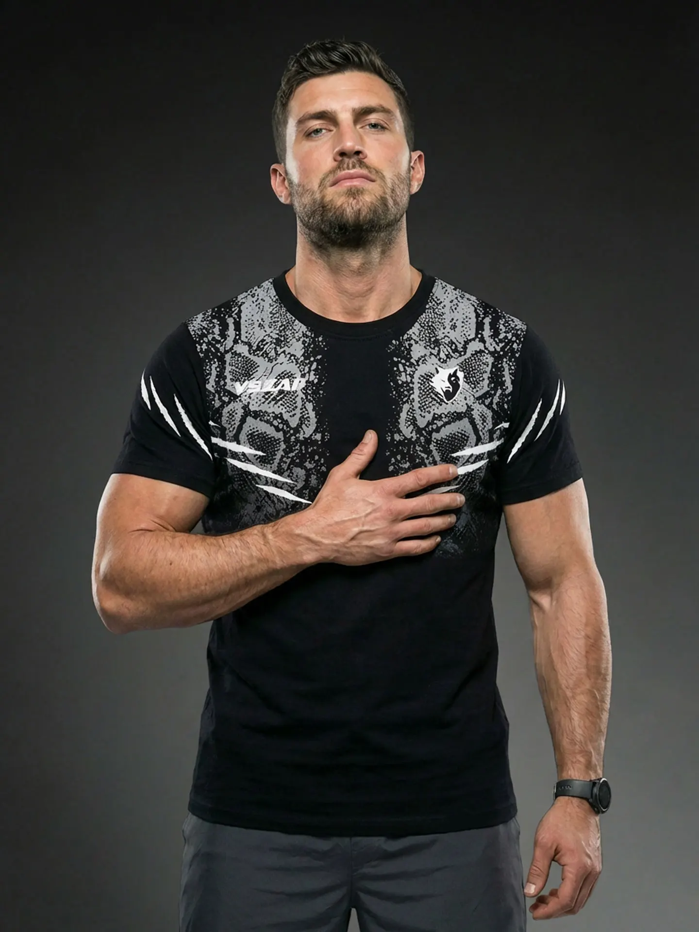VSZAP MMA BJJ Boxing Fighter Training T-Shirt Cotton Short Sleeve for Mixed Martial Arts Gym Workout