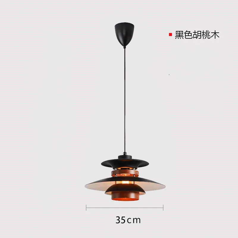 Foldable Rocker Arm Dining Table Chandeliers Black Walnut Flying Saucer Lamp LED Retro Retractable Rotating Long Pole Chandelier