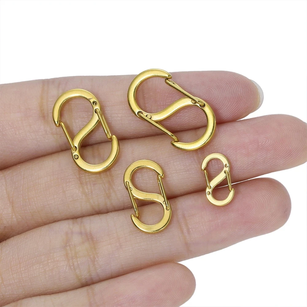 5pcs S-type Buckle Snap Hook Carabiner Necklaces Connectors Stainless Steel Jewelry Making Supplies DIY Connector Findings