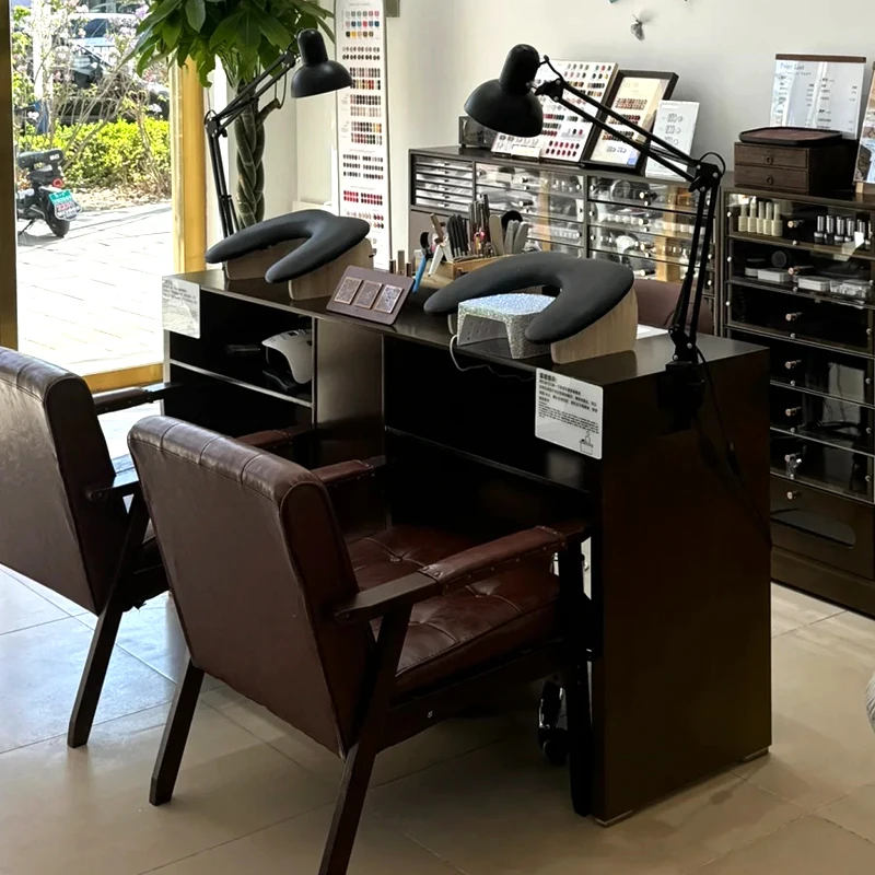 

Wooden Makeup Nail Desk Storage Home Luxury Equipment Nail Tables Organizer Professionals Stolik Manicure Salon Furniture