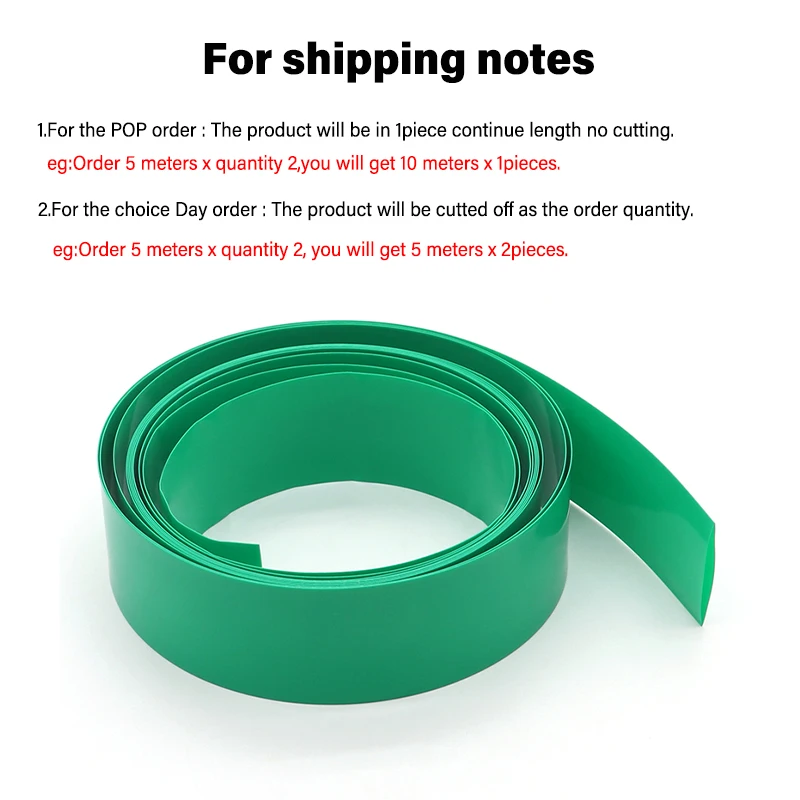 7mm ~ 330mm Green 18650 Lipo Battery PVC Heat Shrink Tube Pack 1M~20M Insulated Film Wrap Lithium Case Protection Cable Sleeve